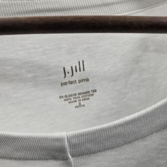 J Jill T Shirt Womens Small P White Perfect Pima Seamed Tee Quarter Sleeve - Picture 3 of 10